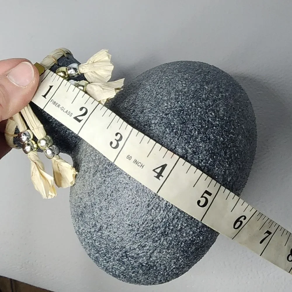 Handmade BOHO Carved Embellished Black Gourd Decorative Vase Tabletop Decor